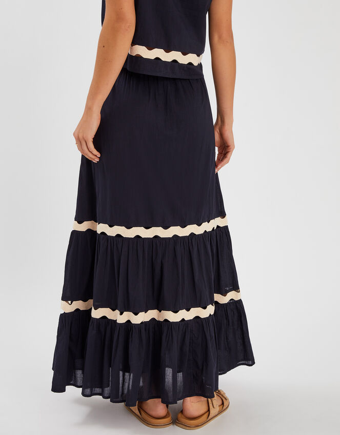 Ric Rac Tiered Maxi Skirt, Black (BLACK), large
