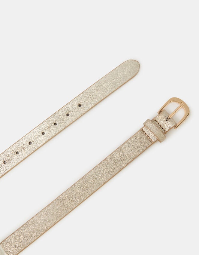 Metallic Leather Belt, Gold (GOLD), large