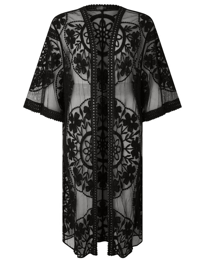 Jaki Long Lace Kimono, Black (BLACK), large