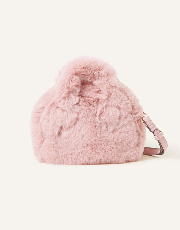Faux Fur Handheld Cross-Body Bag, Pink (PALE PINK), large