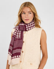 Large Polka Dot Heart Satin Scarf, , large