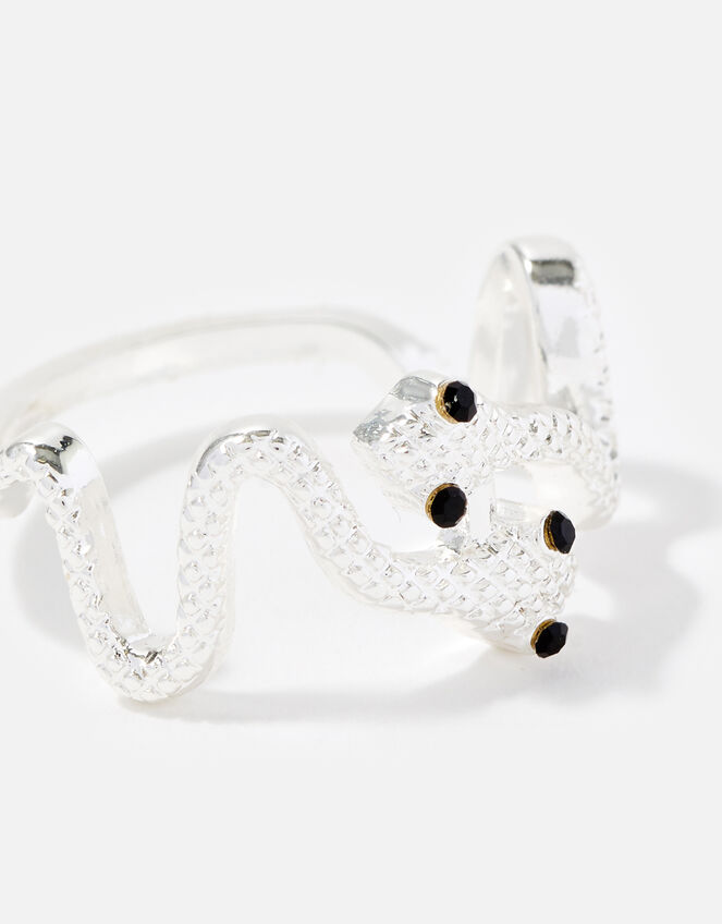 Embellished Snake Ring, Silver (SILVER), large