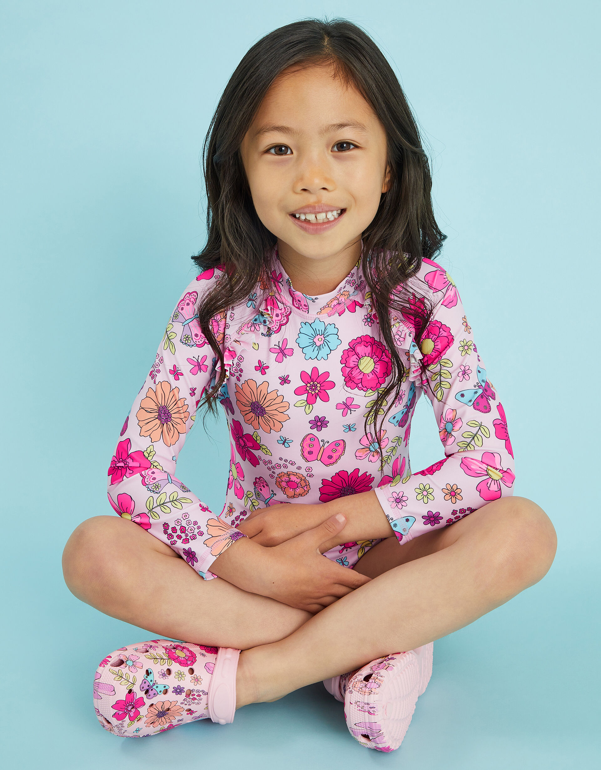 accessorize Girls Butterfly Print Clogs Pink