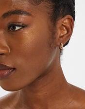 14ct Gold-Plated Pear Sparkle Hoop Earrings, , large