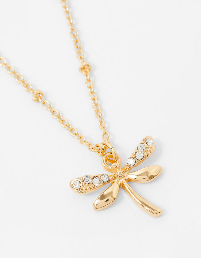 Sparkle Dragonfly Pendant Necklace, , large