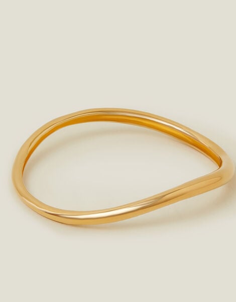 14ct Gold-Plated Molten Bangle, , large