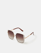 Large Cut Out Square Sunglasses, , large