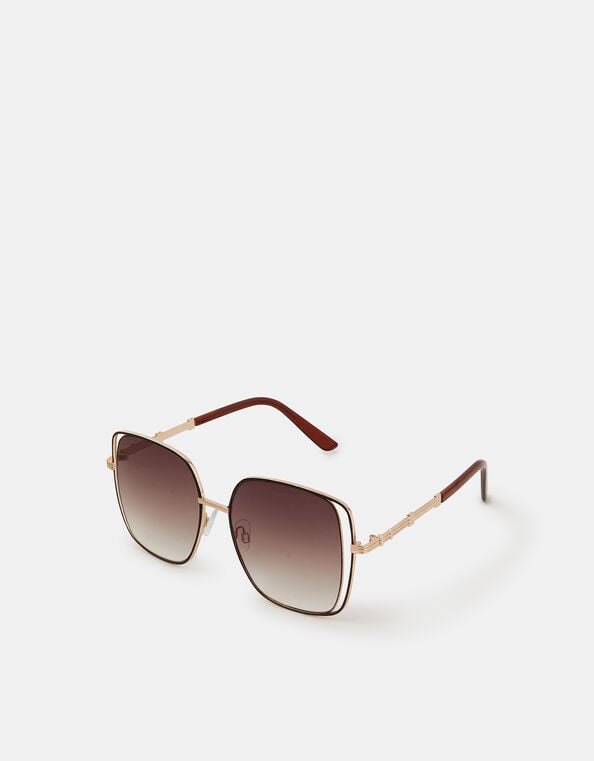 Large Cut Out Square Sunglasses, , large