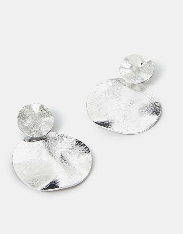 Textured Circle Drop Earrings, , large