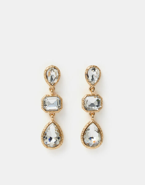 Triple Gemstone Drop Earrings, , large
