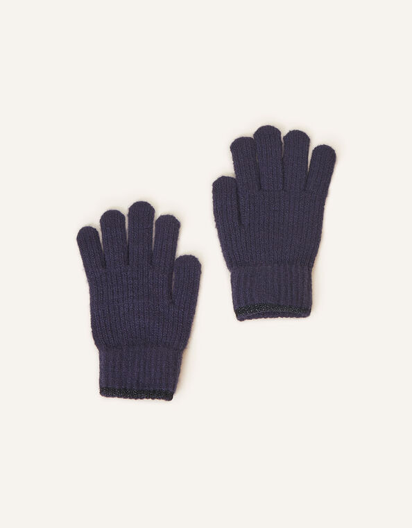 Sparkle Edge Gloves, Blue (NAVY), large