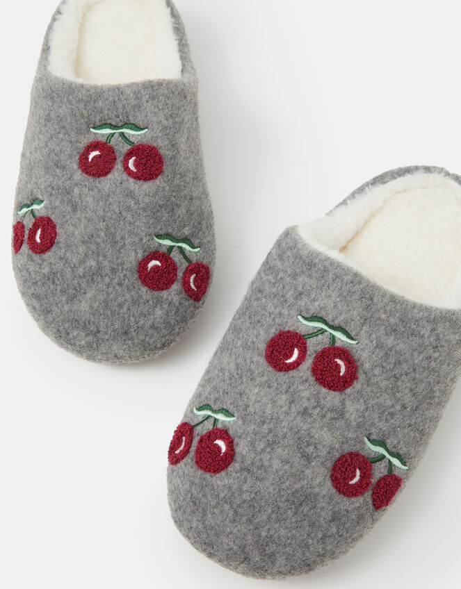 Cherry Mule Slippers, Grey (GREY), large
