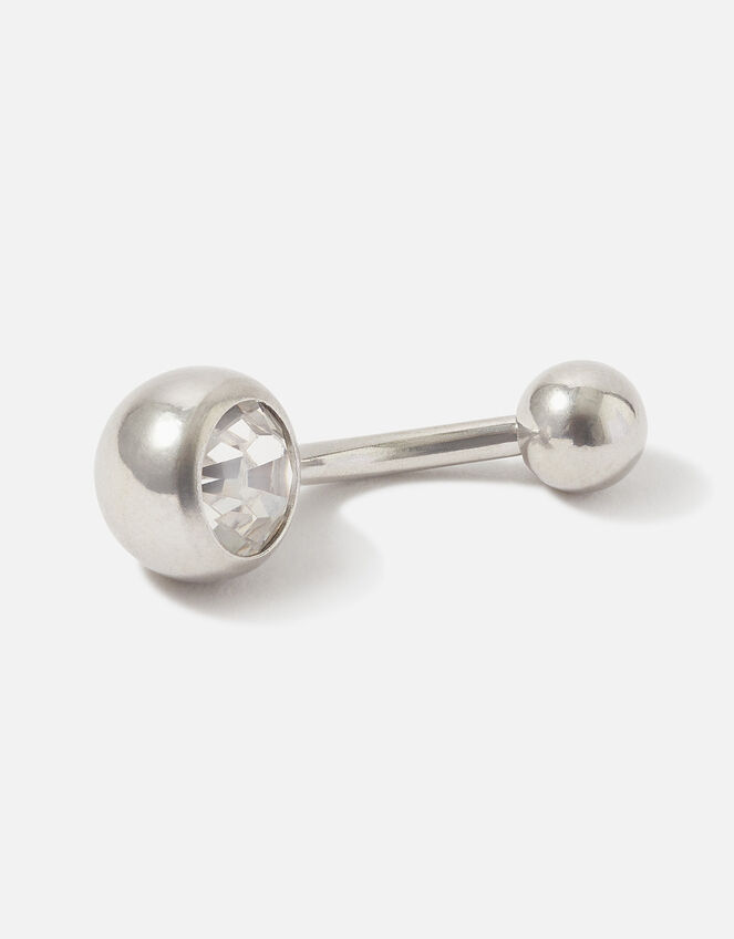 Stainless Steel Simple Crystal Belly Bar, , large