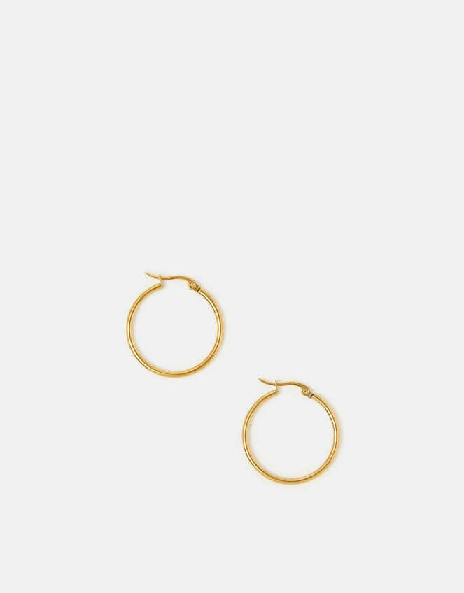 Stainless Steel Medium Hoop Earrings, , large