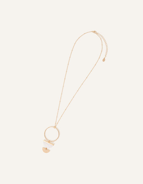 Long Resin Half Moon Pedant Necklace, , large