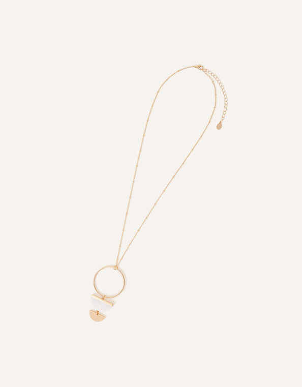 Long Resin Half Moon Pedant Necklace, , large