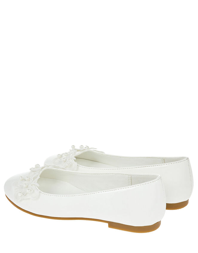 Patent Butterfly Embellished Ballet Flats, Natural (IVORY), large
