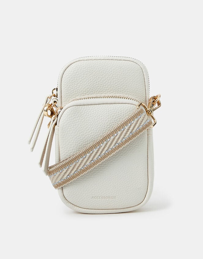 Webbing Strap Phone Bag, Cream (CREAM), large