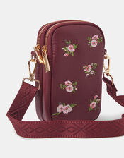 Floral Embroidered Phone Bag, , large