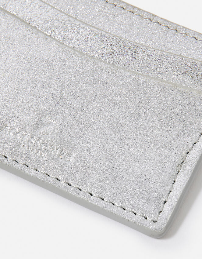Metallic Leather Card Holder, Silver (SILVER), large