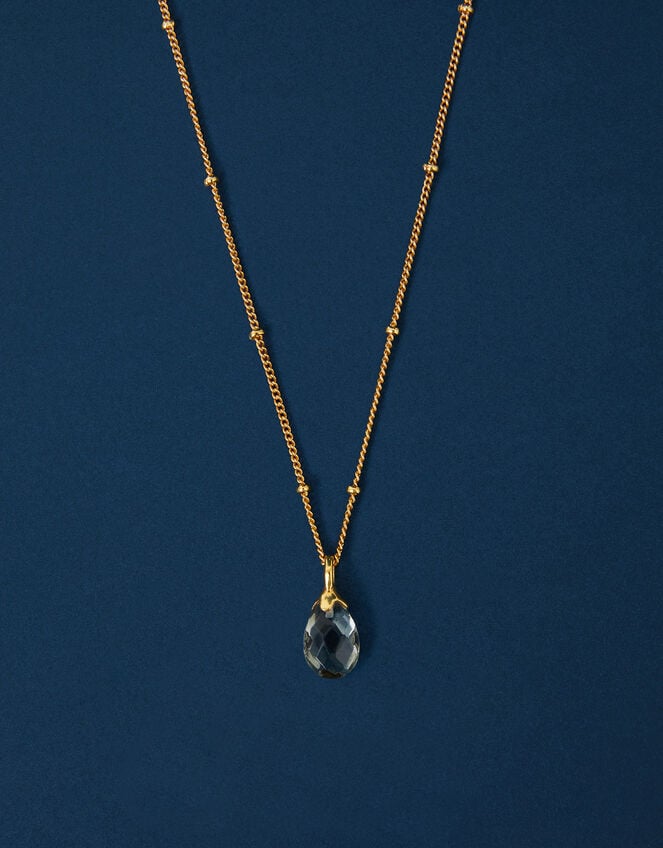 14ct Gold-Plated Pear Drop Pendant Necklace, , large