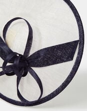 Bow Two Tone Fascinator, Blue (NAVY), large