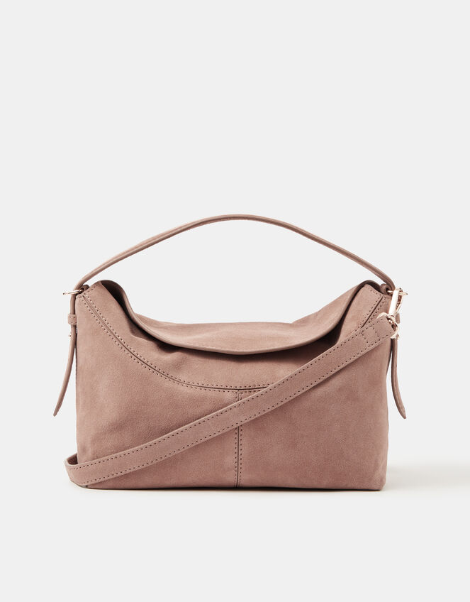 Fold Top Suede Bag, , large