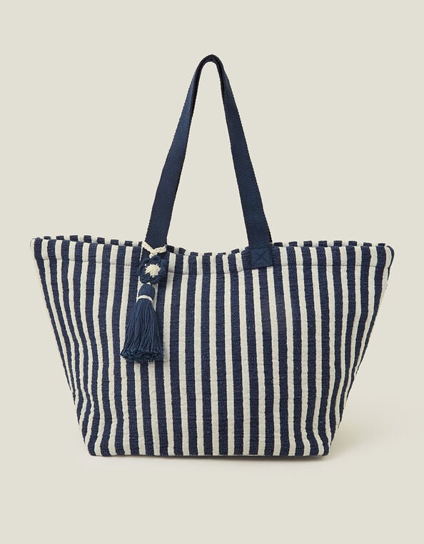 Stripe Tassel Tote Bag, , large