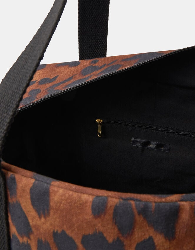 Leopard Print Canvas Weekend Bag, , large