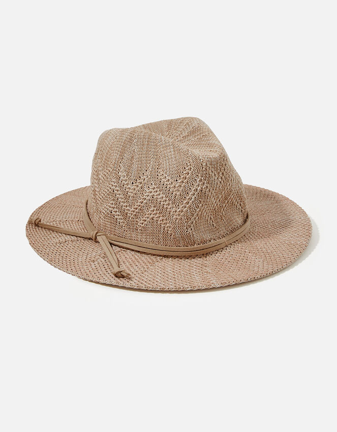 Chevron Packable Fedora, Tan (TAN), large