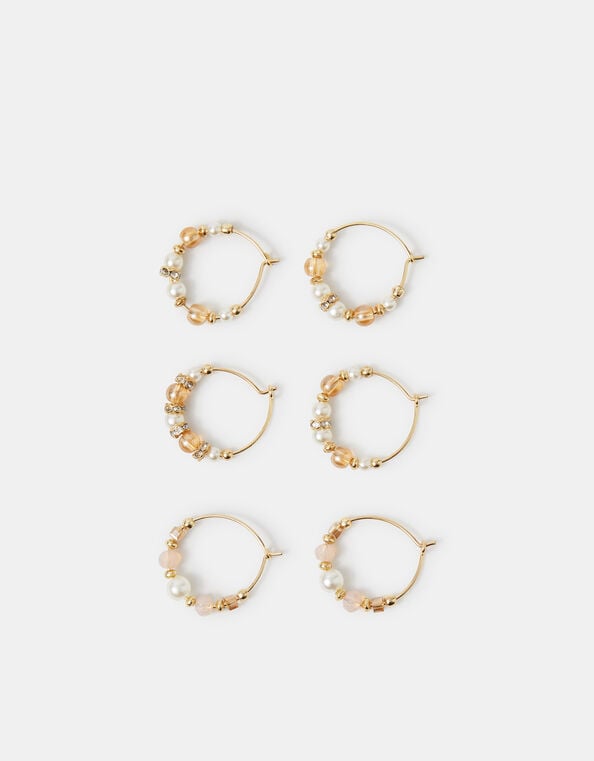 Beaded Wire Hoop Earrings, , large