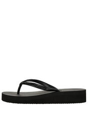 Eva Glitter Wedge Flip Flops, Black (BLACK), large