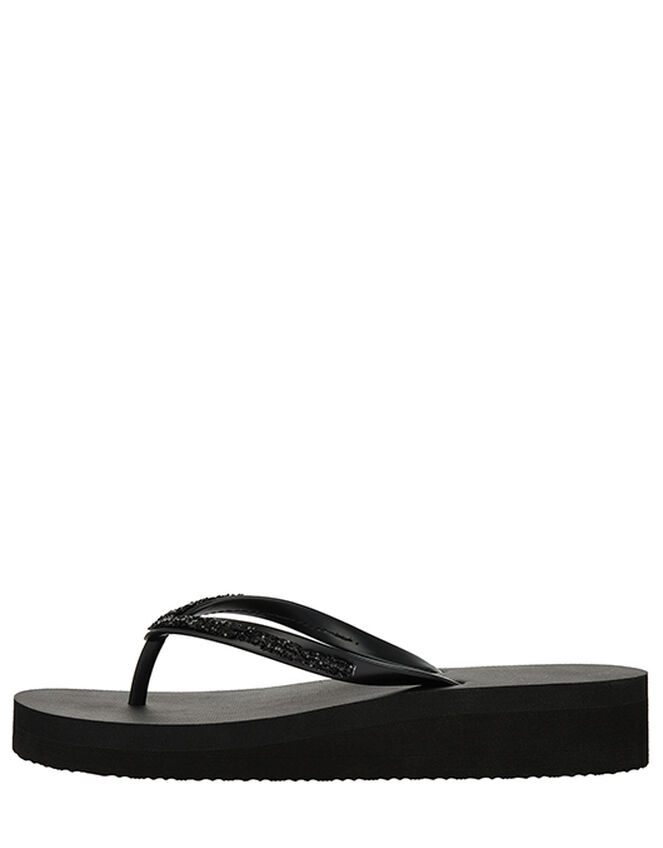 Eva Glitter Wedge Flip Flops, Black (BLACK), large