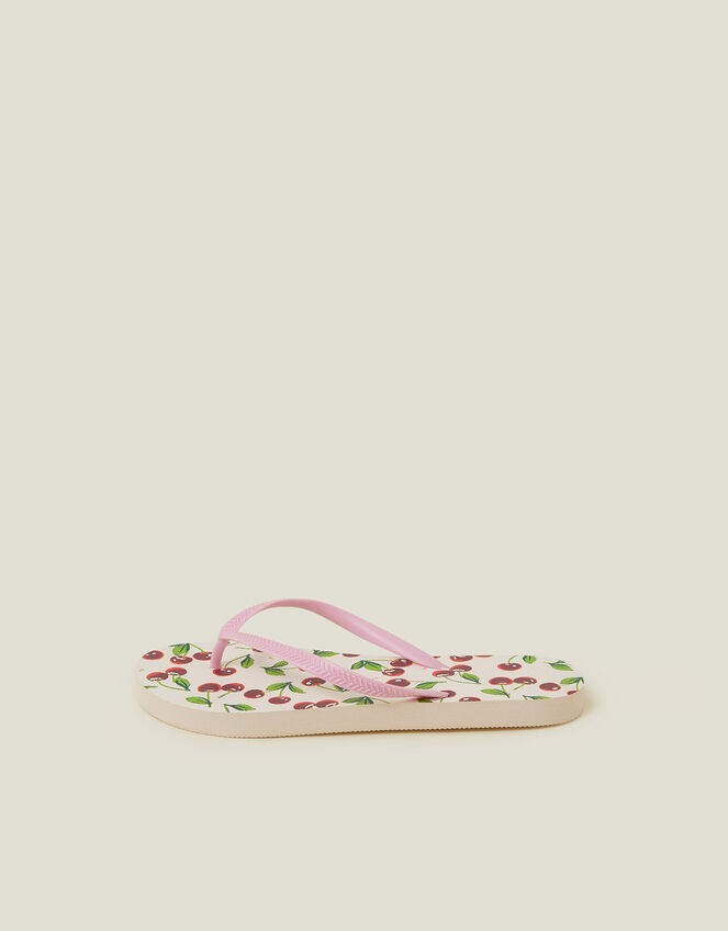 Cherry Print Flip Flops, Red (RED), large
