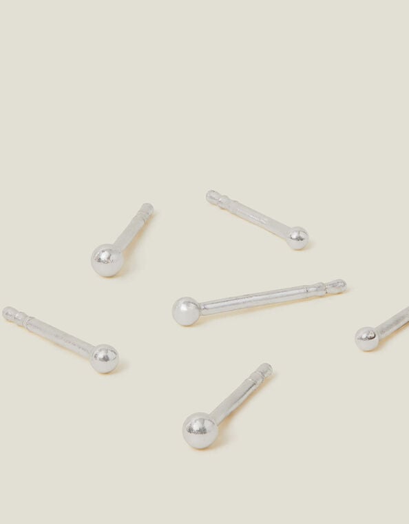 3-Pack Sterling Silver Ball Stud Earrings, , large