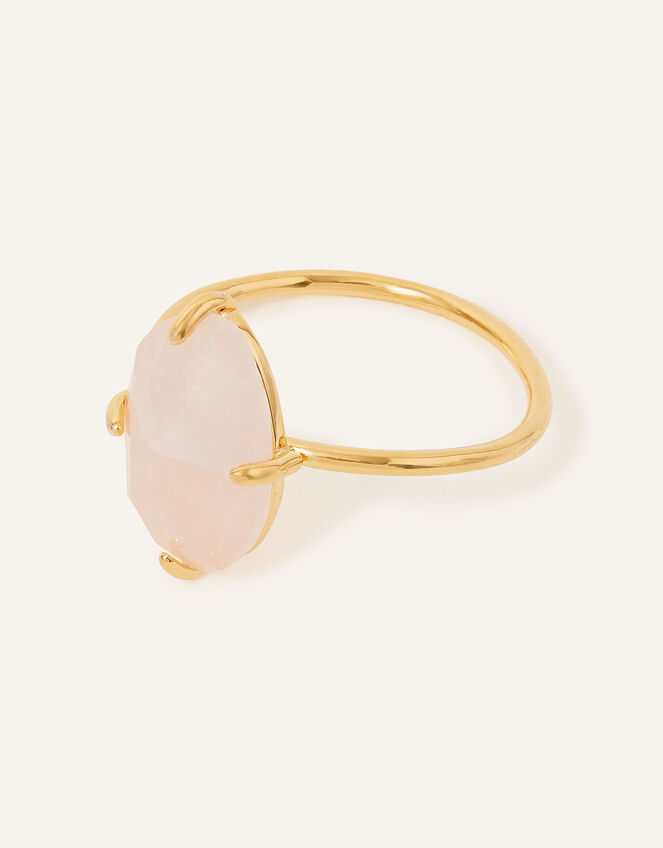 14ct Gold-Plated Rose Quartz Nugget Ring, Pink (PINK), large