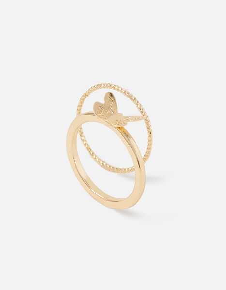 Butterfly Stacking Rings Set of Two Gold, Gold (GOLD), large