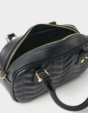 Chevron Quilted Crossbody Handbag, Black (BLACK), large