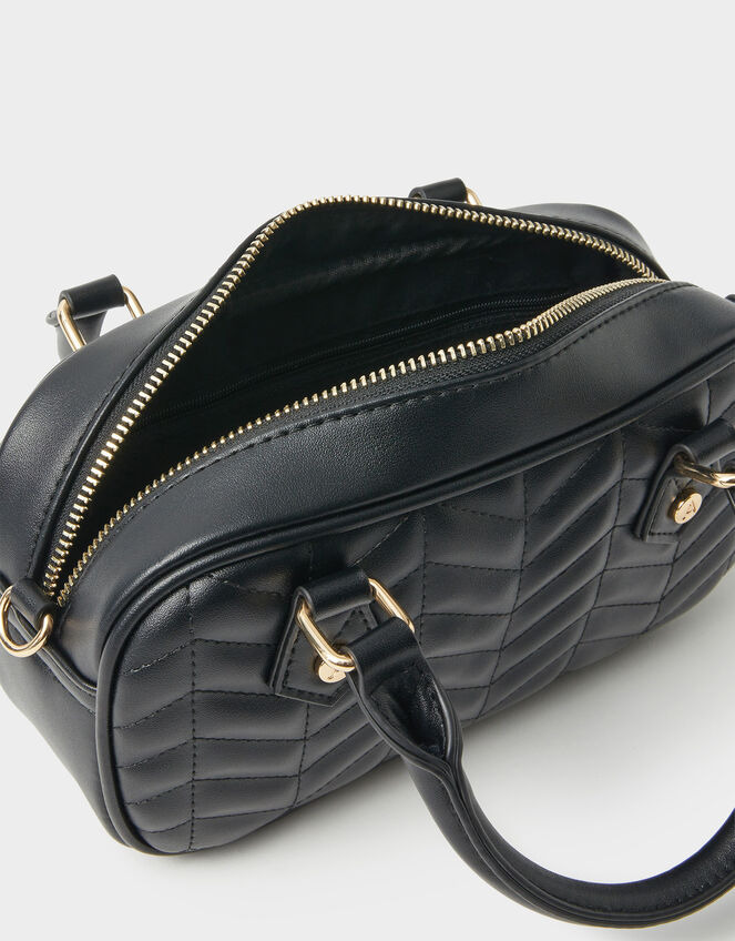 Chevron Quilted Crossbody Handbag, Black (BLACK), large