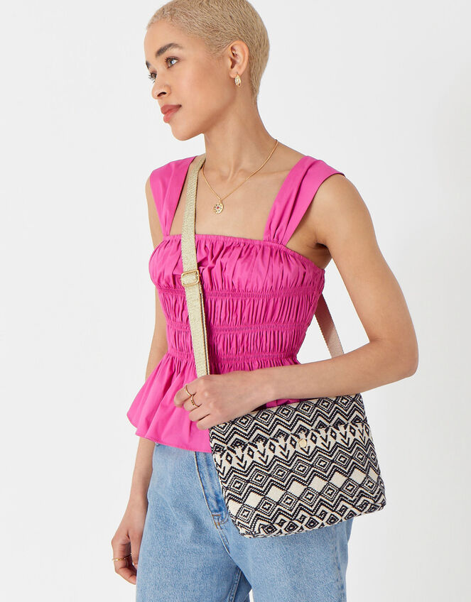 Woven Aztec Cross-Body Bag, , large