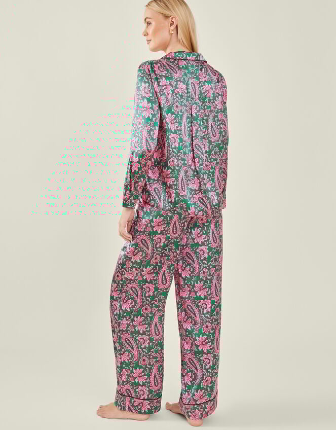 Paisley Satin Long Pyjamas Set, Teal (TEAL), large