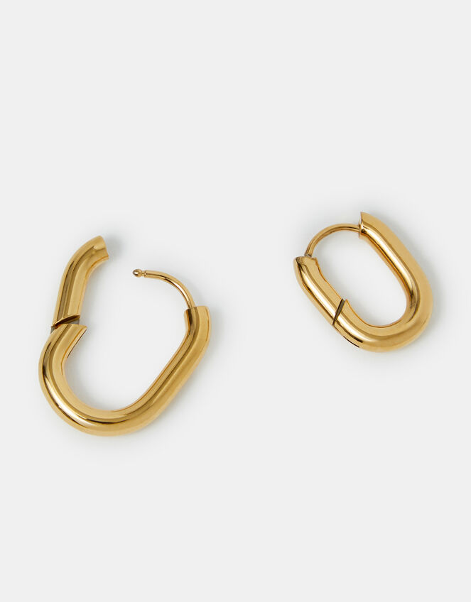 2-Pack Stainless Steel Rectangular Hoop Earrings, , large