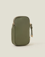 Webbing Strap Phone Bag, Green (KHAKI), large