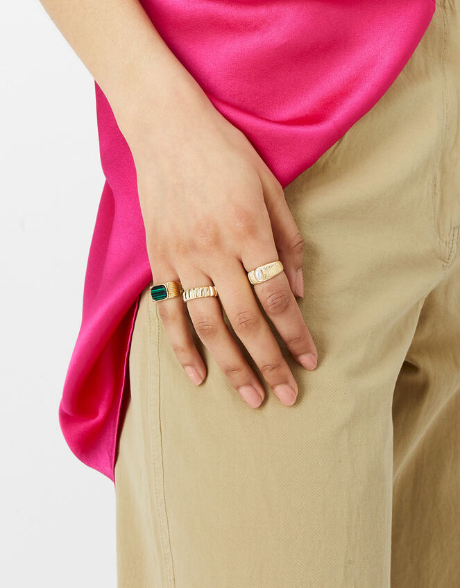 Mixed Rings Set of Three Green | Stacked rings | Accessorize UK