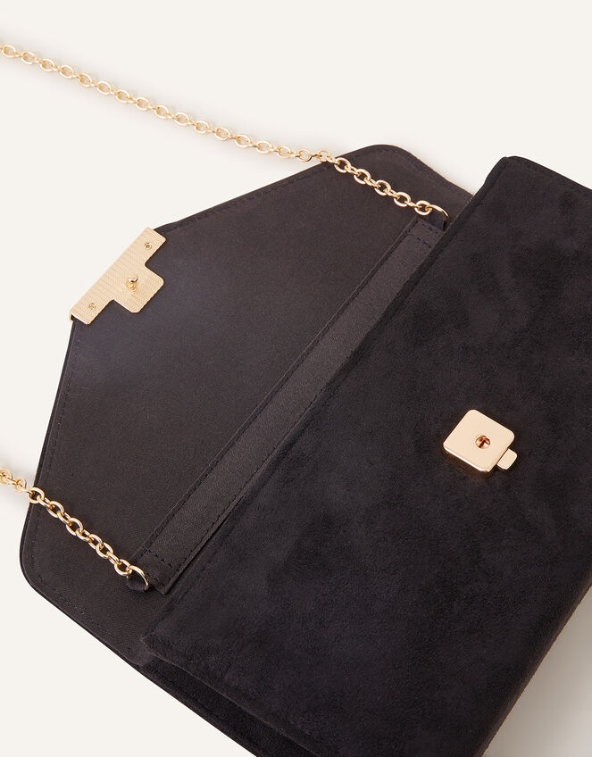 Suedette Envelope Clutch Bag, Black (BLACK), large