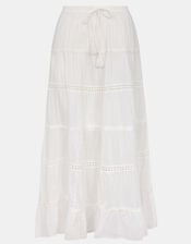 Tiered Maxi Skirt, White (WHITE), large