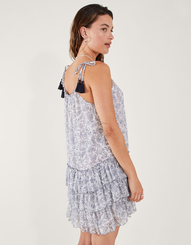 Strappy Tiered Dress, White (WHITE), large