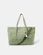 Geometric Print Weekender Bag, , large