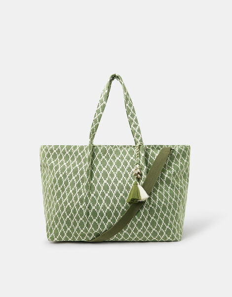 Geometric Print Weekender Bag, , large