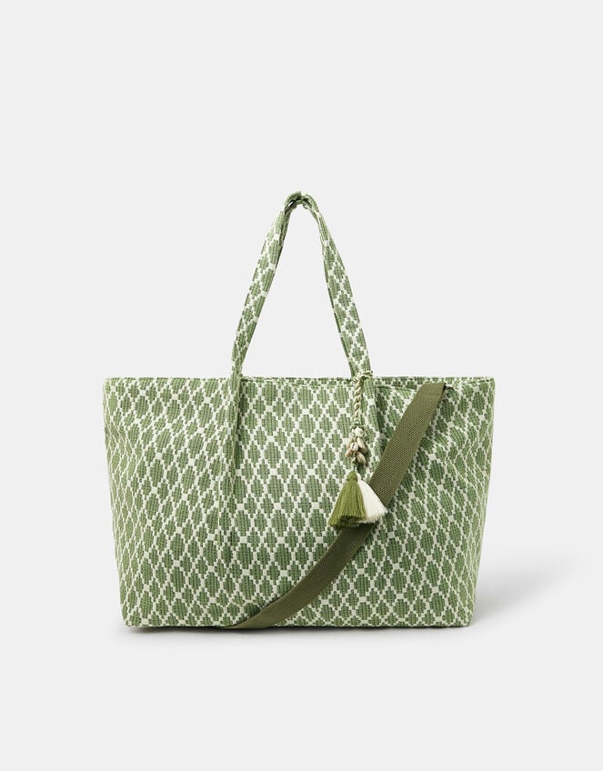 Geometric Print Weekender Bag, , large